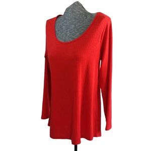 LulaRoe Red Ribbed Lynnae Top Size 2XL 22-24